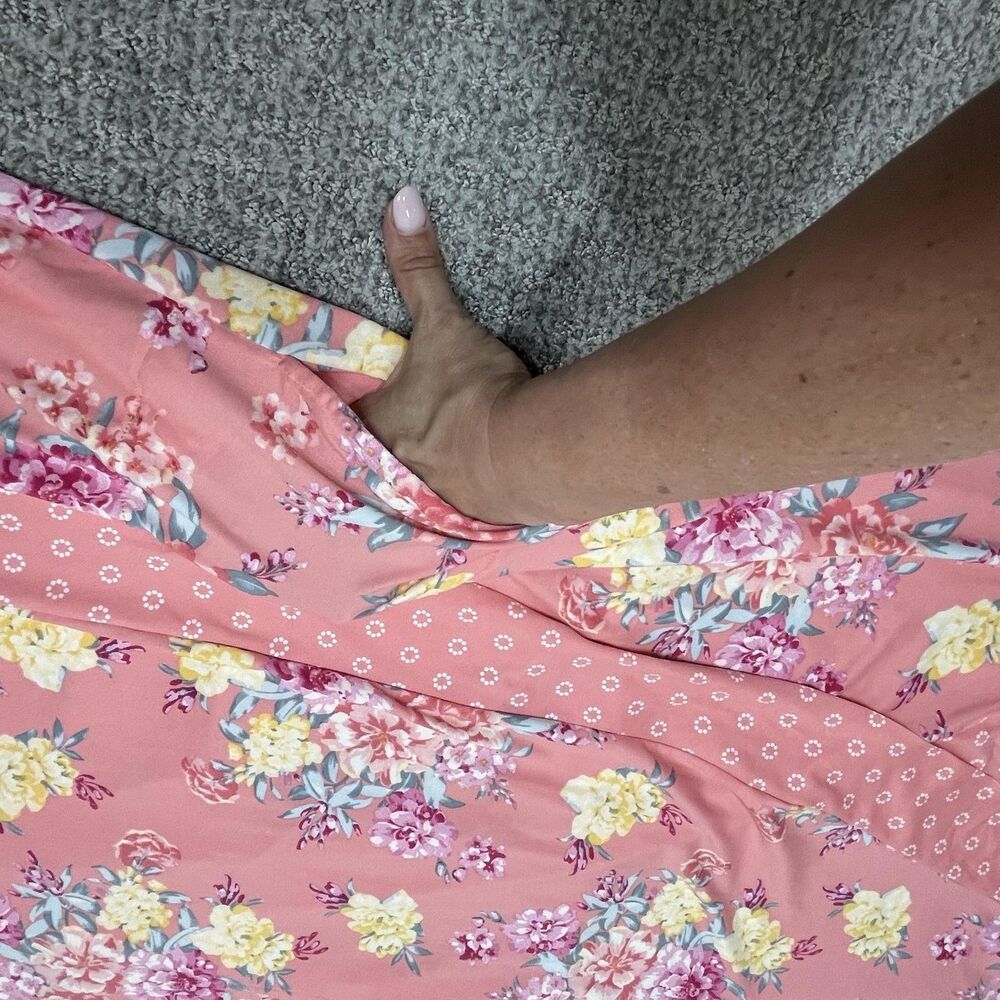 Flora Nikrooz Robe Womens XL Pink Floral Belted Long Sleeve Sleepwear Lounge - Picture 8 of 10